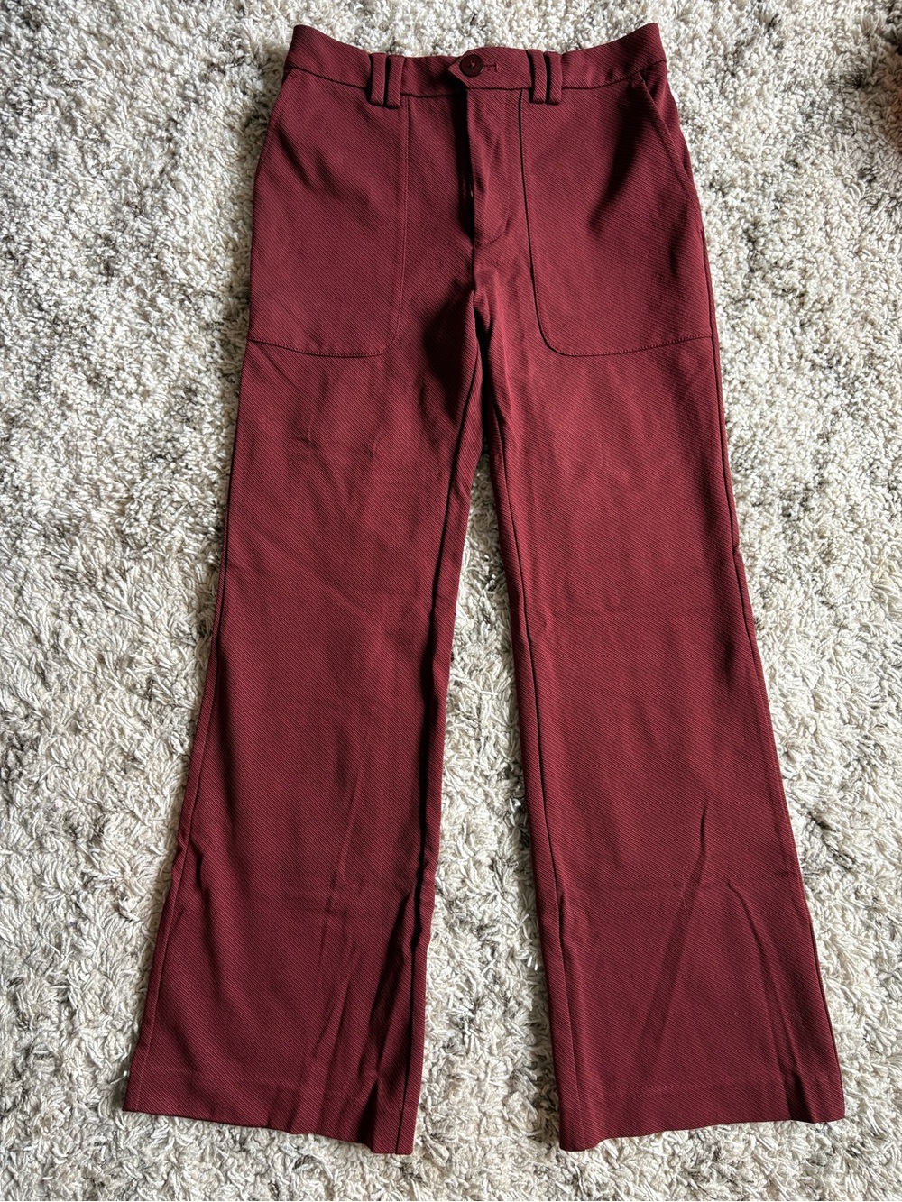 Anthropologie Burgundy Flare Trousers
